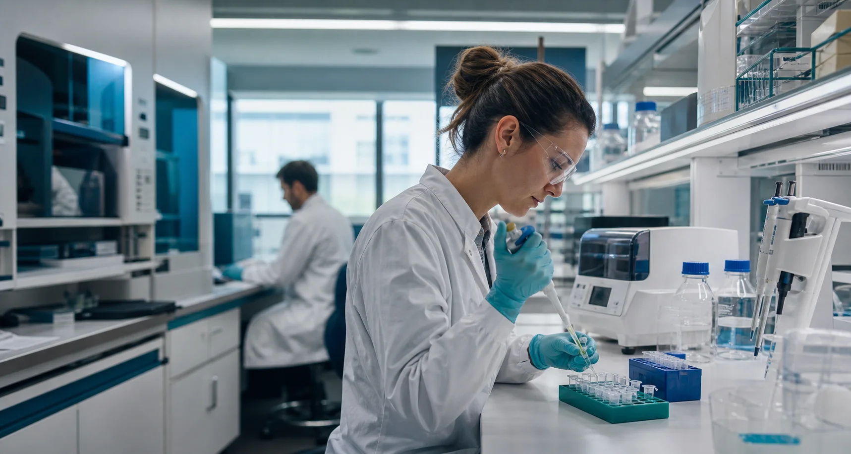 Scientists carrying out molecular laboratory work